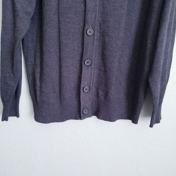 Oscar De La Renta Dark Gray Buttondown Cotton Sweater - Picture 3 of 6